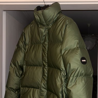 RAINS Bator Boxy Puffer Jacket Evergreen
