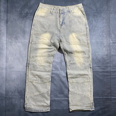 Washed blue jeans, straight fit, size M