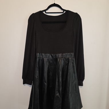 Dress with leather-effect skirt