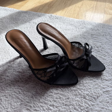 Black High Heel Mules Size 37