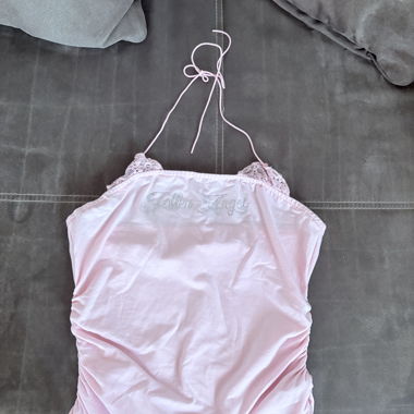 Pink Satin Lace Top
