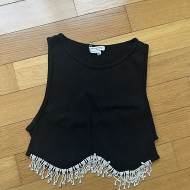 Schwarzes Top mit Strass von Zara
