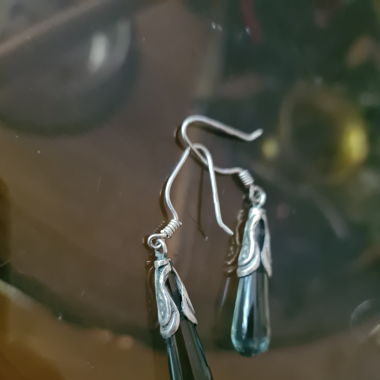 Vintage Glas Silber Ohrringe