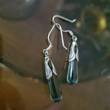 Vintage Glas Silber Ohrringe