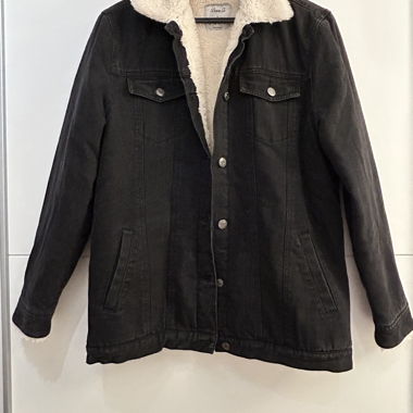 Black Denim Jacket with Faux Fur