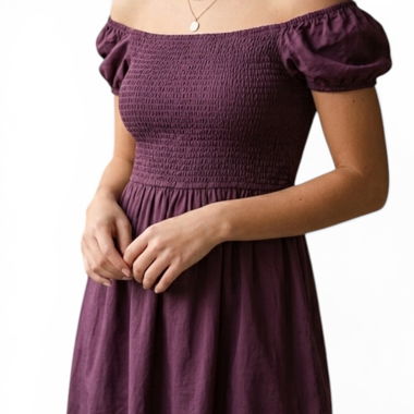 Lilac mini dress with puff sleeves