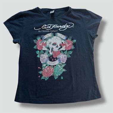 Ed Hardy "Love Dies Hard" vintage rhinestones tee