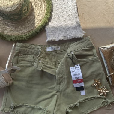 High-Waisted Khaki Shorts