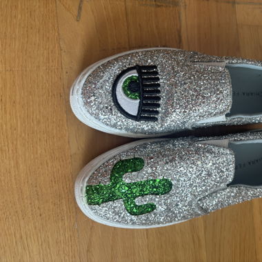 silbrige Chiara Ferragni Schuhe