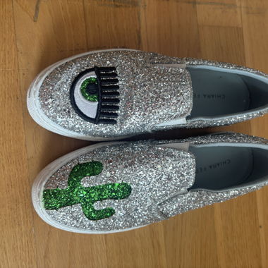 silbrige Chiara Ferragni Schuhe