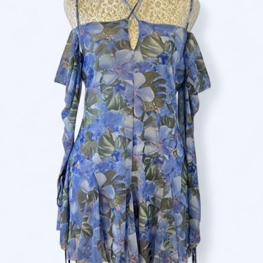 Robe courte bardot fleurie