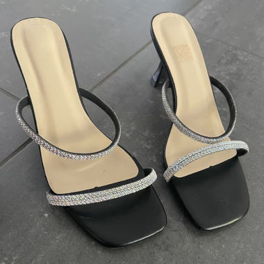 Sandali con tacco alto glitter, taglia 37