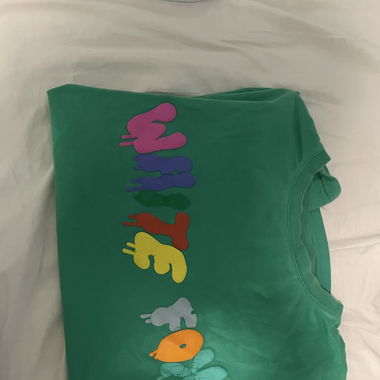 Green "White Tee" Print T-Shirt, Size m