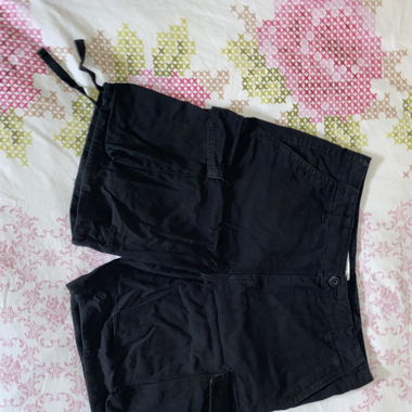 Black cargo shorts with adjustable waistband