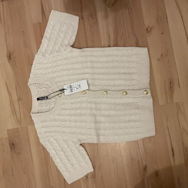 Cardigan corto a maniche corte, beige