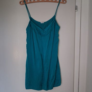 Türkisfarbenes Seiden-Minikleid Vintage Grösse S/M