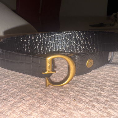 Black GUESS Belt with Gold Buckle