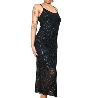 Black Y2K Sequin Evening Dress