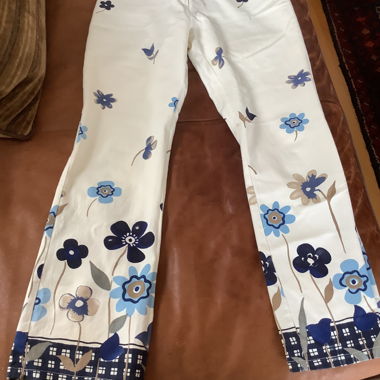 Ecru Floral Trousers