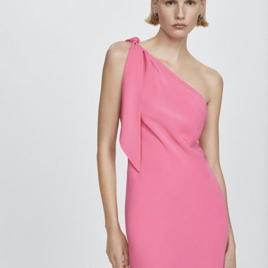 Mango pink one-shoulder maxi dress