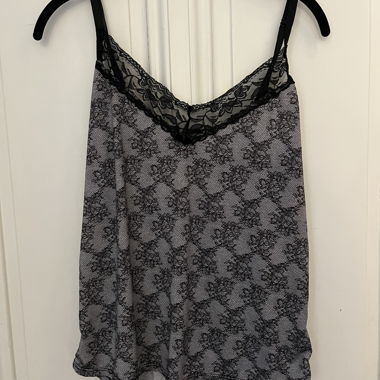 Grey black lace top
