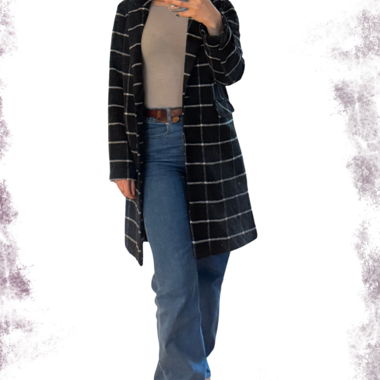 Manteau noir à carreaux – Taille S
