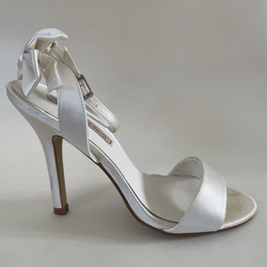 White Satin High Heels with Bow