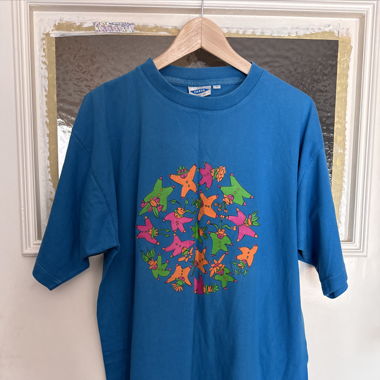 Fiesta Blaues T-Shirt Mit buntem Aufdruck Gr. L