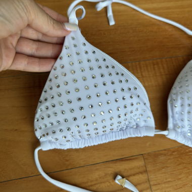 Guess White Bikini Top with Rhinestones