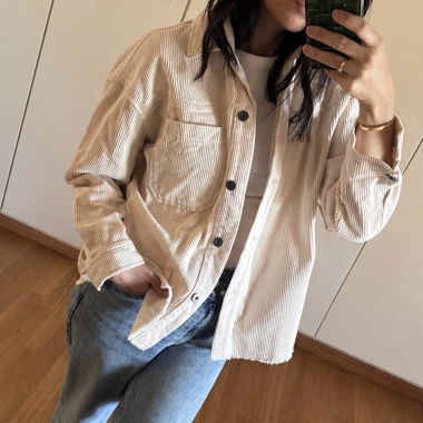 ZARA Cordhemdjacke creme