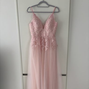 Abendkleid A-Linie Tüll Spitze Gr. 36/38 – rosa