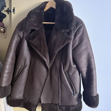 Braune Lederwinterjacke