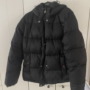 Black puffer jacket with hood from C&A
