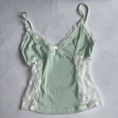 mint green lace top M