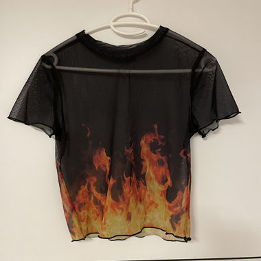 T-shirt en mesh à imprimé flammes