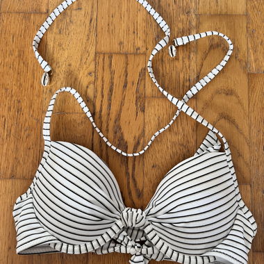 White Striped Bikini Top