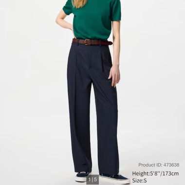 Blue wide pleated pants UNIQLO