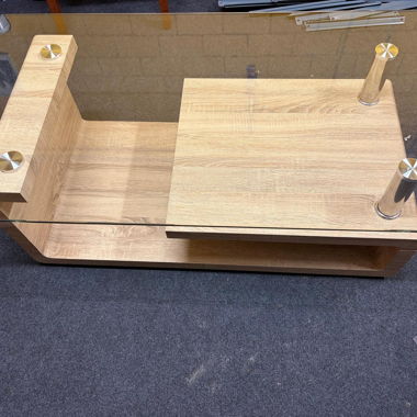 Glass coffee table wood (free)