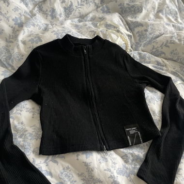 Sixth June cardigan nero coste con zip S