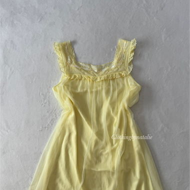 Vintage Gelbes Chiffon-Nachthemd (S/M)