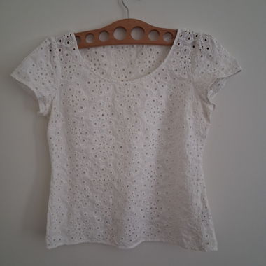 Marks & Spencer weisse Eyelet-Bluse UK 12