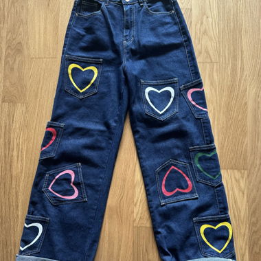 SHEIN Jeans with Heart Motifs