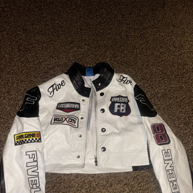 Fivelgene Cropped Leather Jacket 