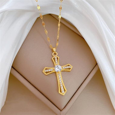 Kreuz Halskette (fabrikneu) golden
