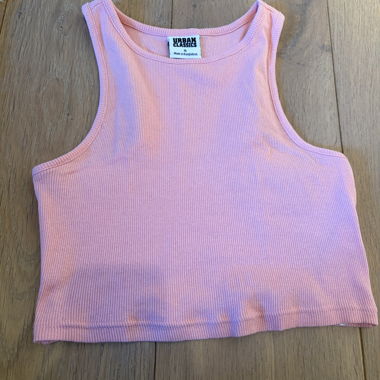 Rosa geripptes Cropped-Top ohne Ärmel