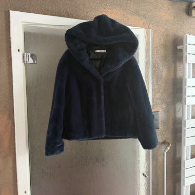 Mango Faux Fur Jacket with Hood, Size GR XS