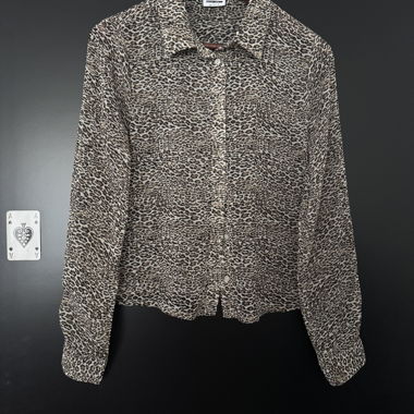 Leopardenmuster-Bluse mit Knopfleiste