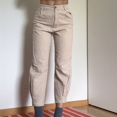 Beige Fabric Pants