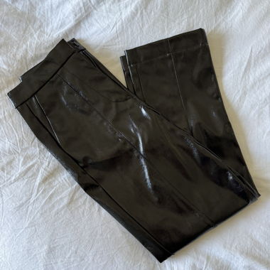 Schwarze Kunstleder-Straight-Leg-Hose (Vinyl)