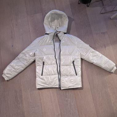Moncler white down jacket with hood